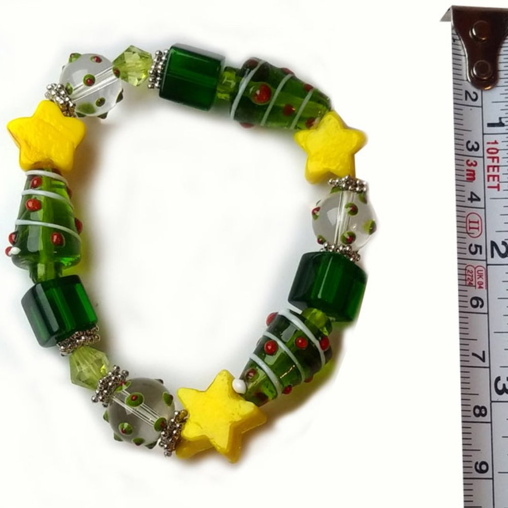 Christmas Glass Beads Bracelet - Stars